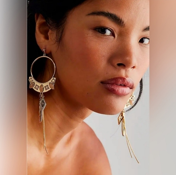 Free People Jewelry - NEW!! Free People, Winona Hoops, Gold/Rose/Opal - NWT!!